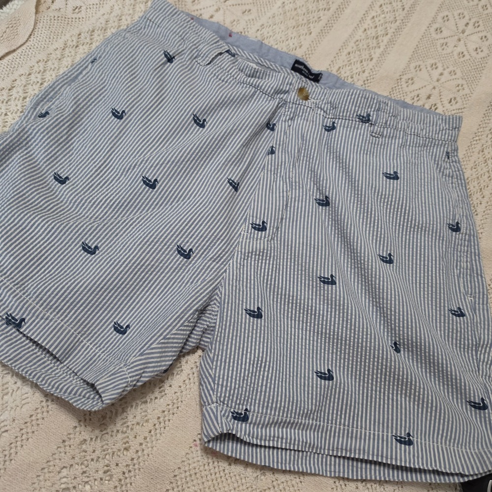 Southern Marsh Shorts Men Size 34 Light Blue Duck Logo Prints Chino Casual Golf